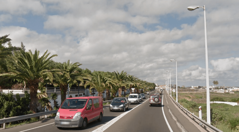 Imagen de archivo de la vía de circunvalación de Telde (GC-100) en el tramo entre Los Pajaritos y El Cubillo (Foto Google Maps)